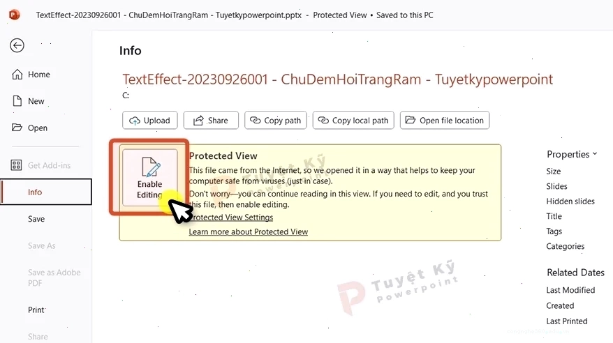 Powerpoint bị lỗi không chỉnh sửa được do Protected View