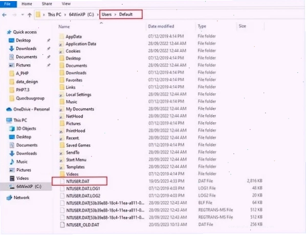 Quy trình thay thế file NTUSER.DAT để sửa lỗi profile user