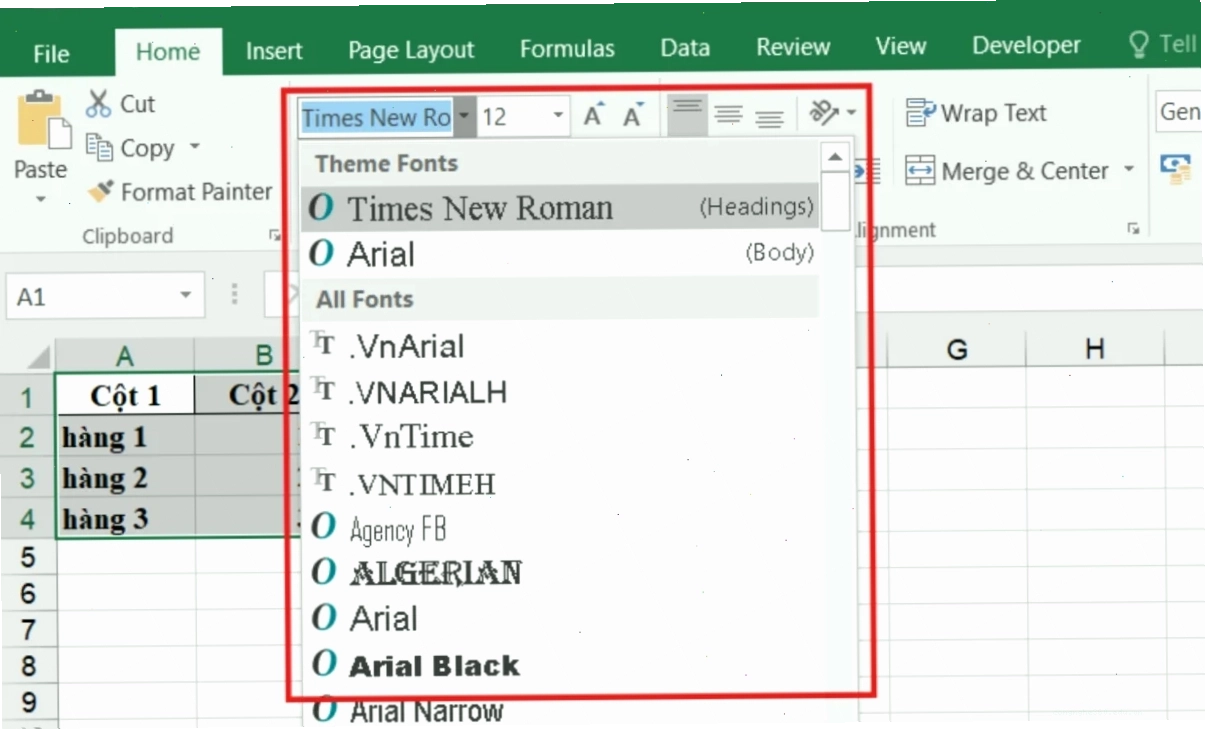 Sửa lỗi font chữ thủ công - Bước 2