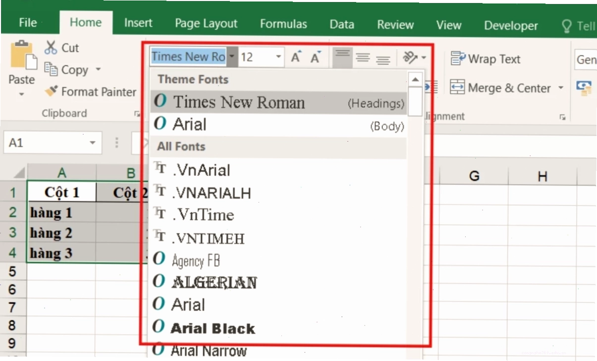 Sửa lỗi font chữ thủ công - Bước 2