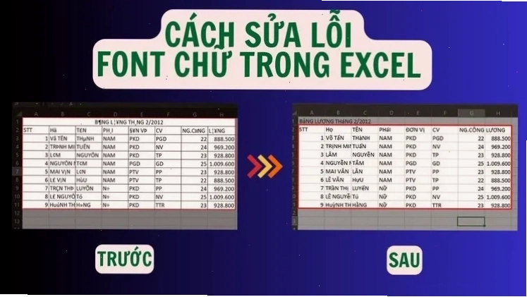 Sửa lỗi font chữ trong Excel nhanh chóng, hiệu quả