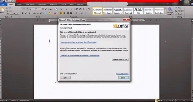 Sửa lỗi product activation failed office 2010