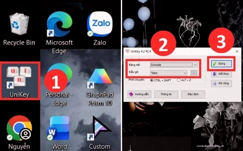 Thiết lập bảng mã Unicode và kiểu gõ Telex chuẩn trong Unikey