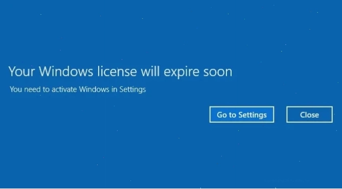 Thông báo Your Windows License Will Expire Soon trên màn hình máy tính