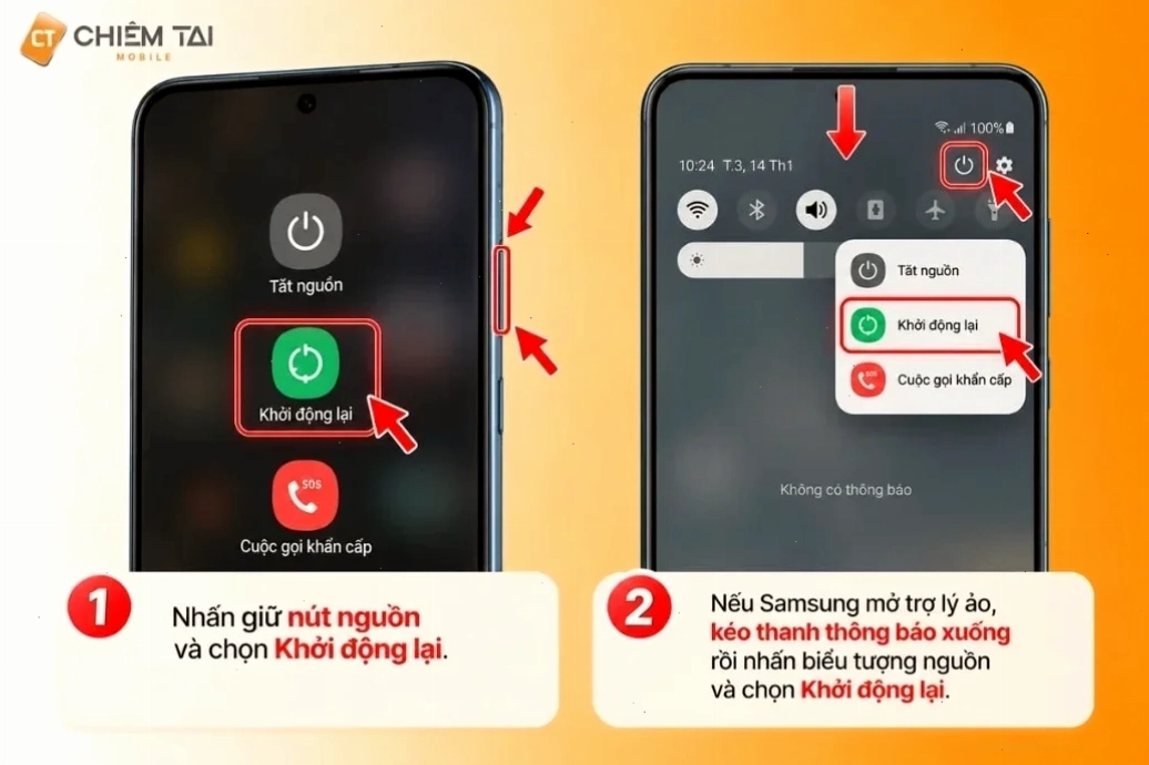 Thực hiện thao tác khởi động lại điện thoại trên Android