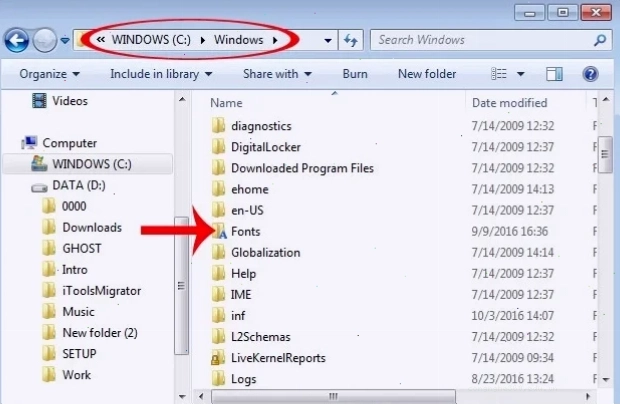 Vào folder Fonts để cài đầy đủ bộ font chữ