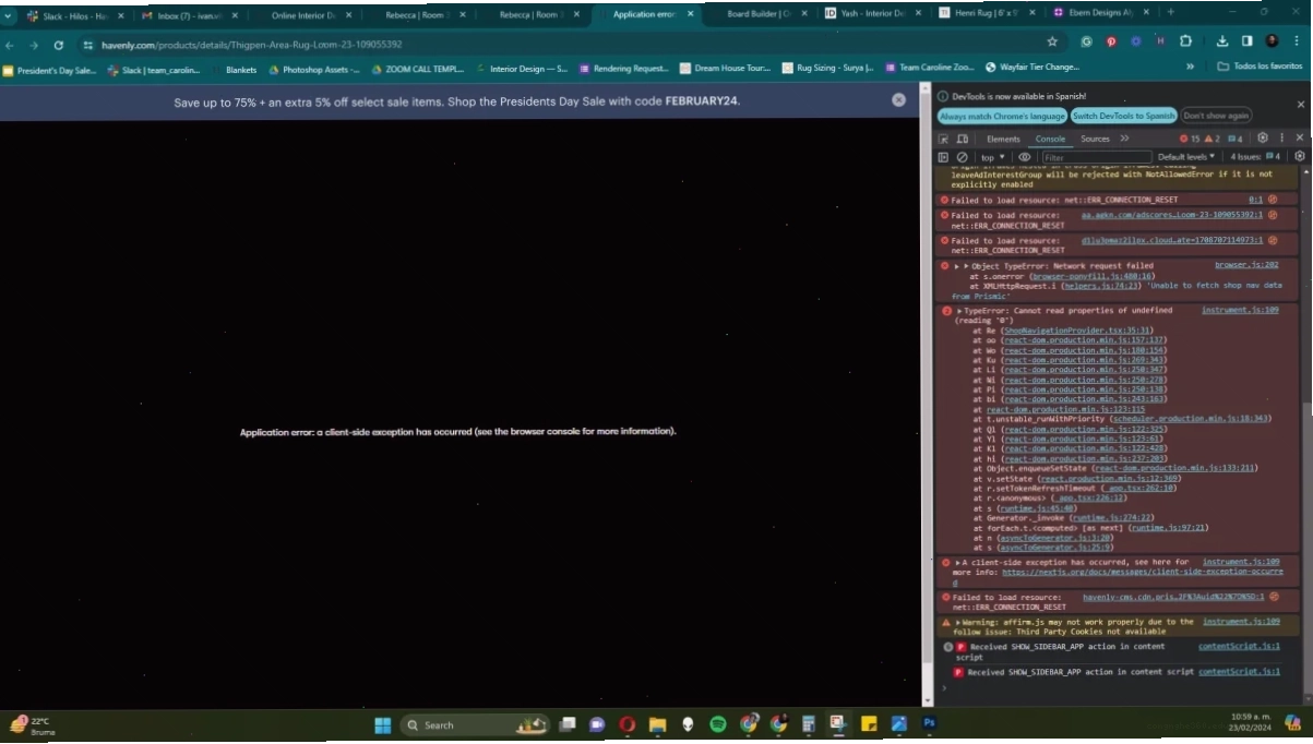 Vô hiệu hóa extension để sửa lỗi application error a client side exception has occurred