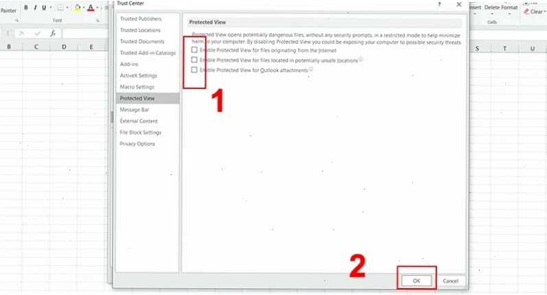 Vô hiệu hóa Protected View để sửa lỗi Excel không mở được