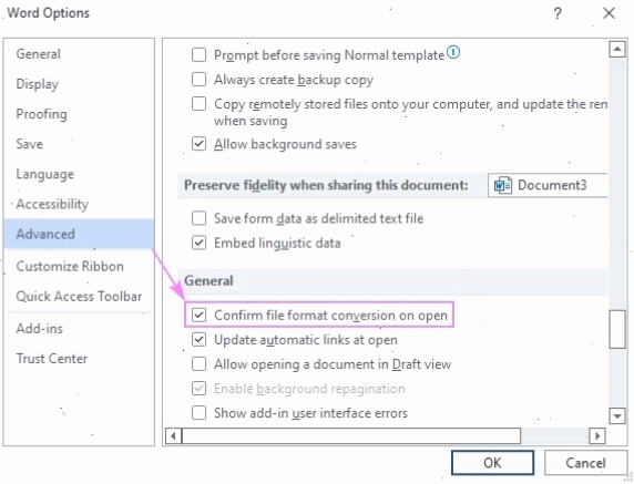 Xác nhận chuyển đổi định dạng file trong Mail Merge