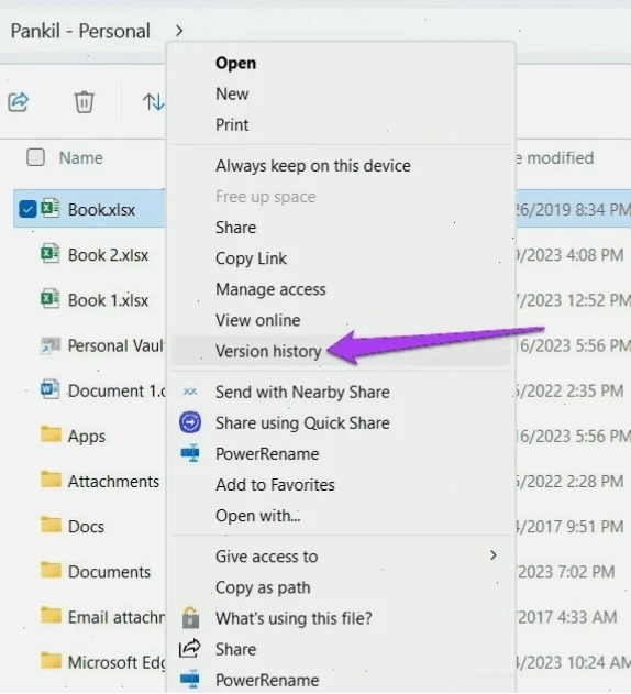 Xem lịch sử chỉnh sửa file Excel trên OneDrive