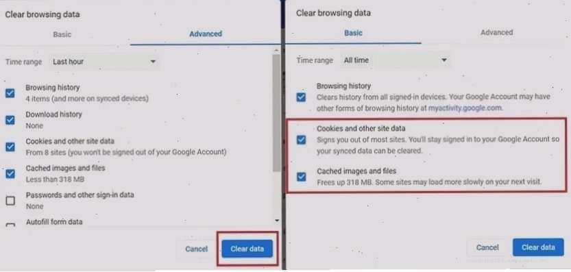 Xóa bộ nhớ cache và cookies để khắc phục lỗi YouTube không xem được video
