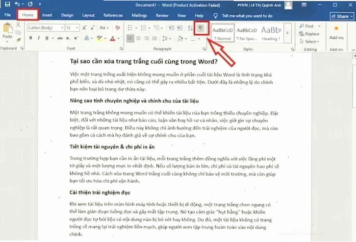 Xóa Ký Tự định Dạng ẩn Làm Trống Trang Trong Word