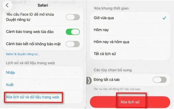 Xóa lịch sử và dữ liệu trang web Safari để sửa lỗi kết nối