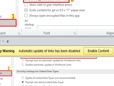 Sửa lỗi Automatic Update of Links has been Disabled Nhanh Chóng